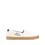 Beige Logo-Geborduurde Espadrilles Saint Laurent , Beige , Dames