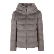 Grijze Donsjas met Synthetisch Materiaal Herno , Gray , Dames