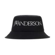 Bucket Hat met Geborduurd Logo JW Anderson , Black , Unisex
