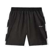 Zwarte Logo Boxer met All-Over Print Off White , Black , Heren