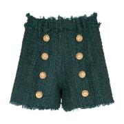 Tweed shorts met knopen Balmain , Green , Dames