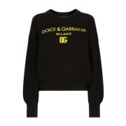 Zwart Geel Crewneck Sweater Dolce & Gabbana , Black , Dames