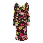 Zijden jurk met bloemenprint Dolce & Gabbana , Multicolor , Dames