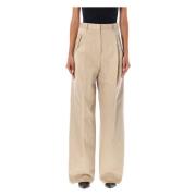 Beige Flared Chino Broek Aw23 Lanvin , Beige , Dames