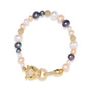 Women's Multi-Colored Pearl Bracelet with Gold Panther Head Nialaya , ...