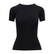 Slim Fit Rhinestone Print T-Shirt Balenciaga , Black , Dames