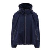 Tech Nylon Hooded Jas Bottega Veneta , Blue , Heren