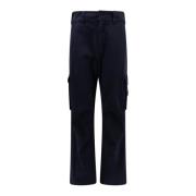 Cargo Broek met Metalen Logo Patch Dolce & Gabbana , Blue , Heren