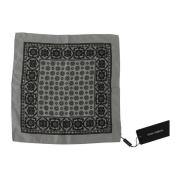Zijden vierkante sjaal met logodetails Dolce & Gabbana , Gray , Heren