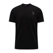 Zwart Crew-neck T-shirt, Gemaakt in Italië Salvatore Ferragamo , Black...