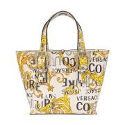 Witte Barokprint Handtas met Logogespen Versace Jeans Couture , Multic...