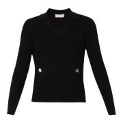 Slim Fit Dames Trui met V-Hals Liu Jo , Black , Dames