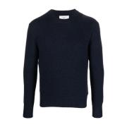 Midnight Blue Crew-Neck Cashmere Sweater Ami Paris , Blue , Heren