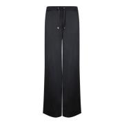 Zwarte Wijde Satijnen Broek Herno , Black , Dames