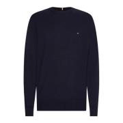 Blauwe Monogram Katoen en Kasjmier Trui oor Heren Tommy Hilfiger , Blu...