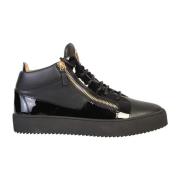 Zwarte Leren Veterschoenen Giuseppe Zanotti , Black , Heren