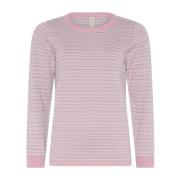 Jaquard O-Neck Pullover Blouse Skovhuus , Pink , Dames