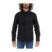 Slim-Fit Popeline Overhemd Armani Exchange , Black , Heren