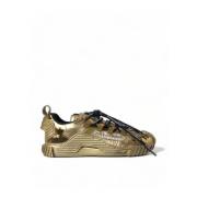 Gouden NS1 Sneakers met Logo Details Dolce & Gabbana , Yellow , Dames