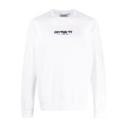 Witte Sweaters met Logo Print en French Terry Voering Carhartt Wip , W...