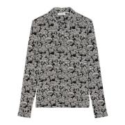 Jersey print blouse regular Marc O'Polo , Black , Dames