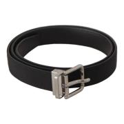 Zwart Canvas Leren Riem met Zilveren Metalen Gesp Dolce & Gabbana , Bl...