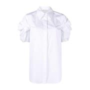 Witte Katoenen Poplin Overhemd met Gerimpelde Details Alexander McQuee...
