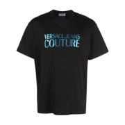 Zwart T-shirt met Couture Branding Versace Jeans Couture , Black , Her...