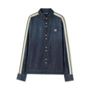 Stijlvol Denim Overshirt Palm Angels , Blue , Heren