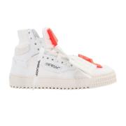 Leren en canvas sneakers met ritssluiting Off White , White , Dames