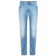 Faded Blue Stretch Jeans, Made in Italy Jacob Cohën , Blue , Heren