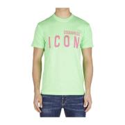 Icon - Verde Katoenen T-shirt Dsquared2 , Green , Heren