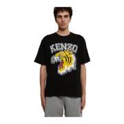 Zwarte Tiger Varsity T-shirt Kenzo , Black , Heren
