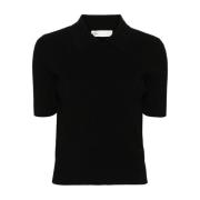 Zwart Geribbeld Gebreid Poloshirt Tory Burch , Black , Dames