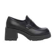 Zwarte casual leren mocins oor dames Nerogiardini , Black , Dames