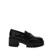 Zwarte Casual Leren Mocassins voor Dames Guess , Black , Dames