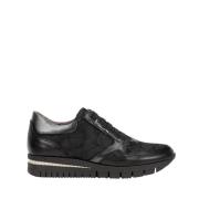 Zwarte Casual Leren Sneakers oor Dames Fluchos , Black , Dames