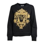 Zwart Barok Kristal Sweatshirt Versace Jeans Couture , Black , Dames