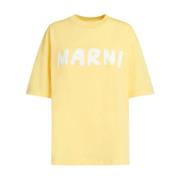 Gele Logo Print T-shirts en Polos Marni , Yellow , Dames