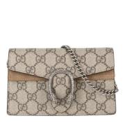 Diamante Coated Canvas Schoudertas Gucci Vintage , Beige , Dames