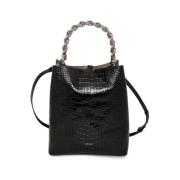 Leren handtas met afneembare schouderriem Guess , Black , Dames