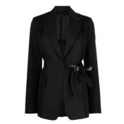 Zwarte getailleerde jas met riem Lanvin , Black , Dames