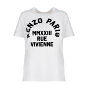 Witte Loose Tshirt met Kenzo Paris Logo Kenzo , White , Dames