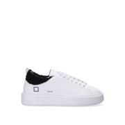 Witte Leren Sneakers met Teddy Stof Inzet D.a.t.e. , White , Dames