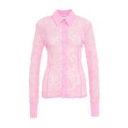 Kanten blouse met hanger, knoopsluiting Blugirl , Pink , Dames