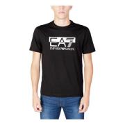 Heren Zwart Print T-shirt Emporio Armani EA7 , Black , Heren