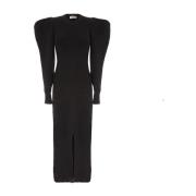 Gebreide jurk met volumineuze mouwen Akep , Black , Dames