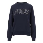 Blauwe Katoenen Sweatshirt met Logo Detail Autry , Blue , Dames
