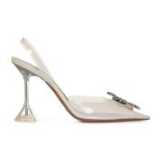 Almond Wit Transparant PVC Kristallen Broche Pumps Amina Muaddi , Whit...