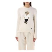Crème Linen Polo Bear Sweater Ralph Lauren , Beige , Dames